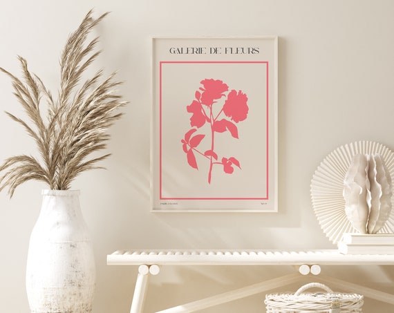 Bright Pink Flower Silhouette Art Print Matisse Flower Market Floral Poster Flowers Decor Gallery Wall A2 A3 A4 A5 Gift Henri Matisse