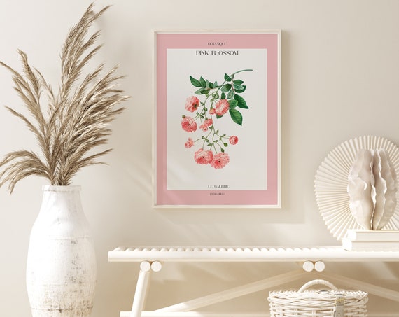 Pink Blossom Flower Market Prints Floral Print Pink Art Matisse Inspired Flower A2 A3 A4 A5 Gallery Wall Wall Art Pink Blossom Art