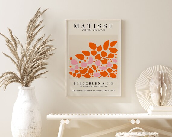 Henri Matisse 1953 Orange Pink Cutout Gallery Exhibition Art Print