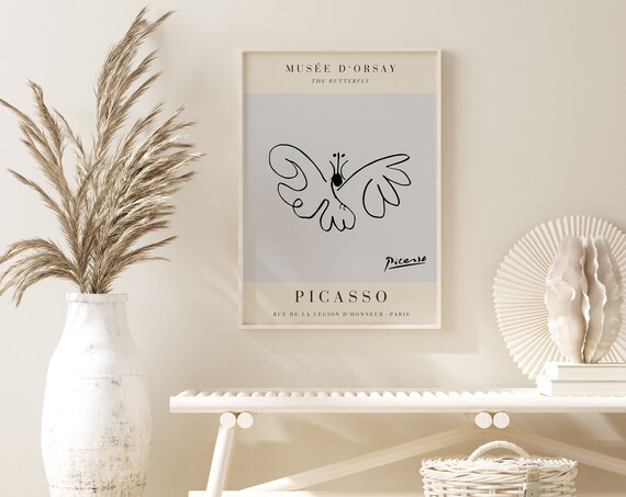 Pablo Picasso The Butterfly Minimalist Single Line Drawing Print