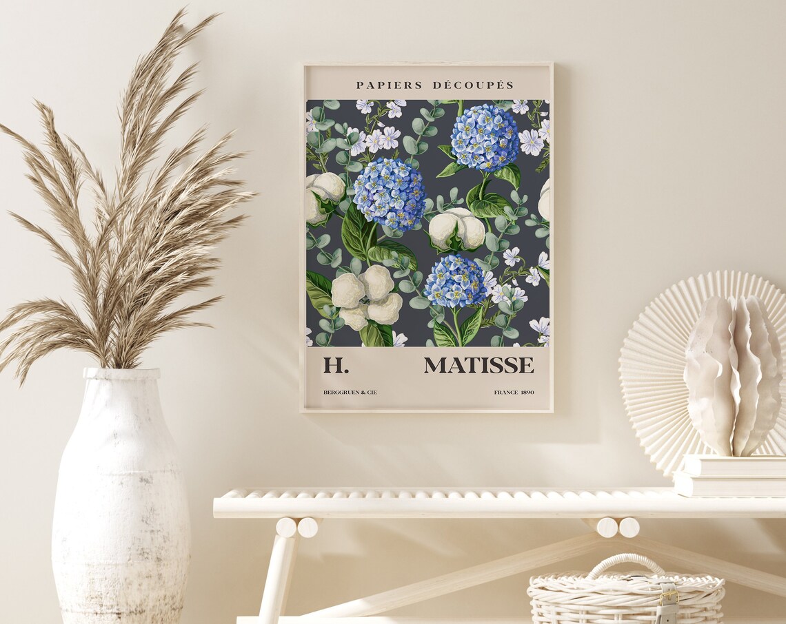 Henri Matisse Hydrangea Blue Floral Papiers Decoupes Wall Print