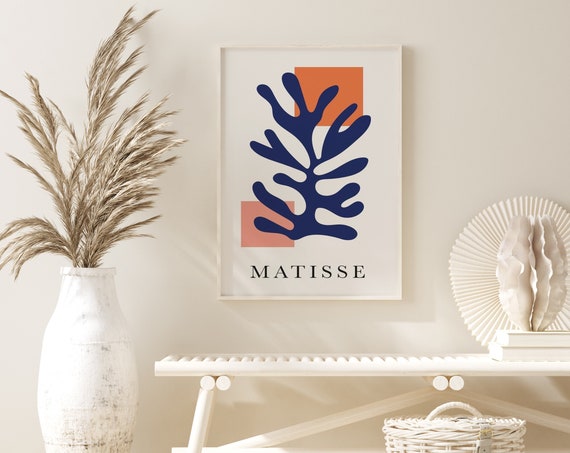 Matisse Print Navy Blue Orange Cut Outs Matisse Print Matisse Cut Out Matisse Print Henri Matisse Vintage A2 A3 A4 A5