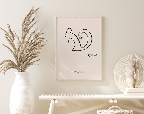 Pablo Picasso Squirrel Minimalist Line Drawing Exhibition Poster