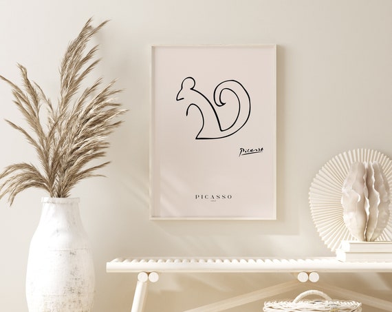 Picasso Exhibition Poster The Squirrel Vintage Art Minimalist Poster Line Drawing Art Print Bedroom Art Ideal Gift Various Sizes