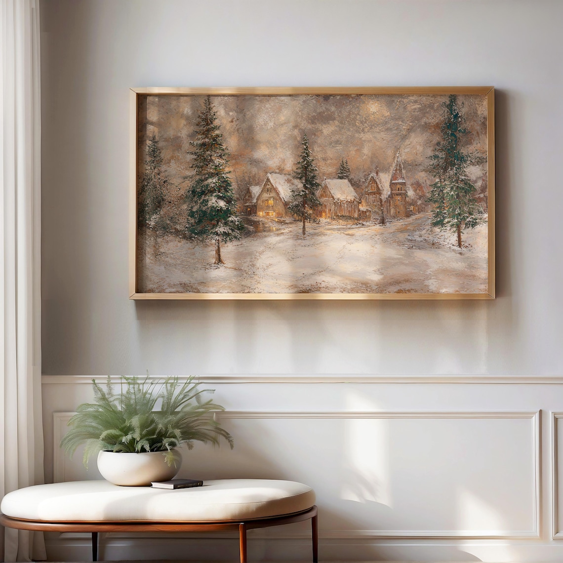 Christmas Village Painting, Holiday Wall Art Print - Image 4