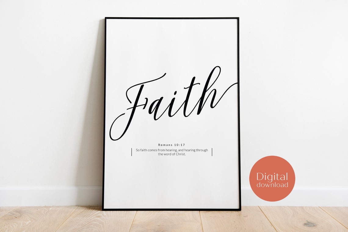 Romans 1017 Faith Comes From Hearing Poster Christian Wall Art Christian Nursery Baptism Bible Verse Wall Print - Image 2