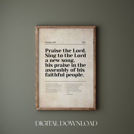Psalm 149 Praise The Lord Poster Christian Wall Art Bible Verse Wall Print Retro Christians Home Wall Print