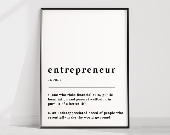 Entrepreneur Definition Quote Business Noun Dictionary Minimalist Wall Poster