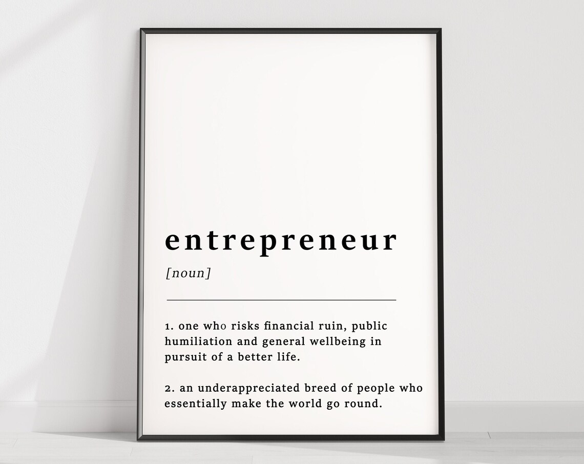 Entrepreneur Definition Quote Business Noun Dictionary Minimalist Wall Poster
