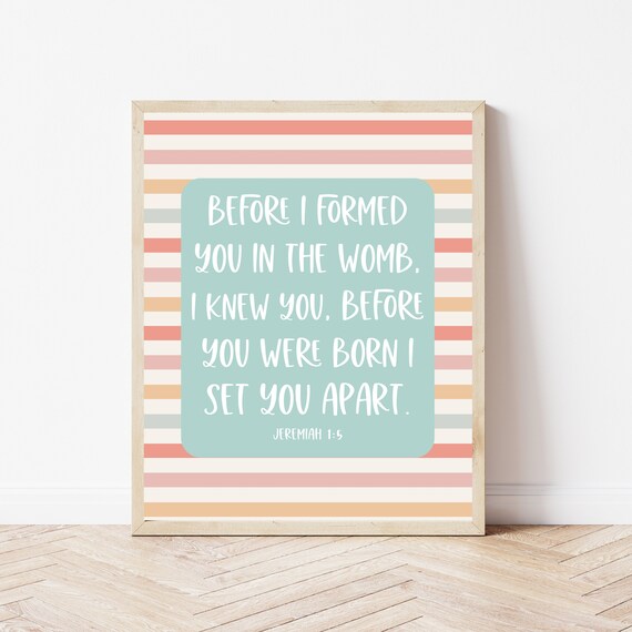 Jeremiah 15 Bible Verse Nursery Wall Art Before I Formed You Baby Baptism Gift Girl Scripture Decor Catholic Print