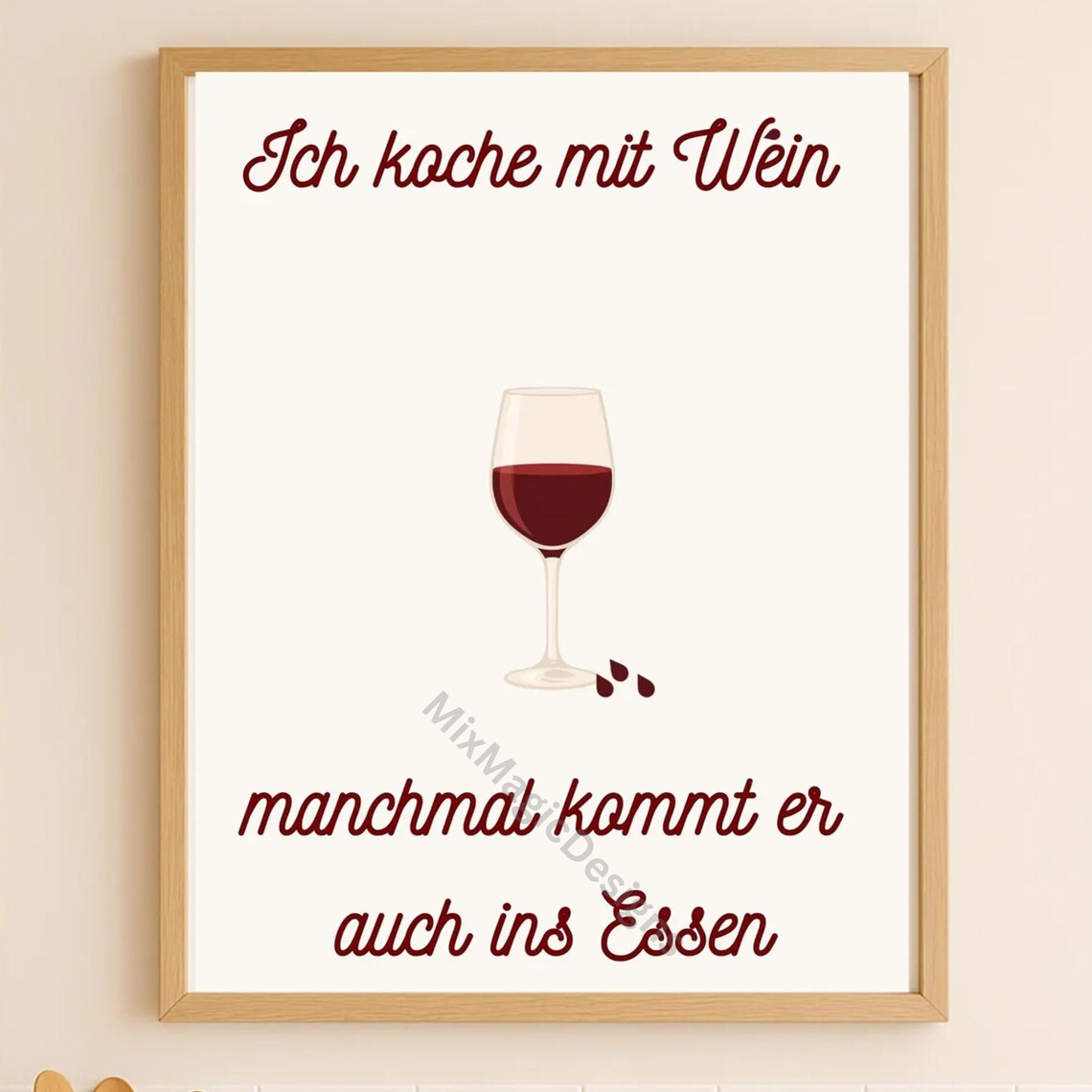 Ich Koche Mit Wein Funny German Wine Quote Kitchen Wall Art Decor