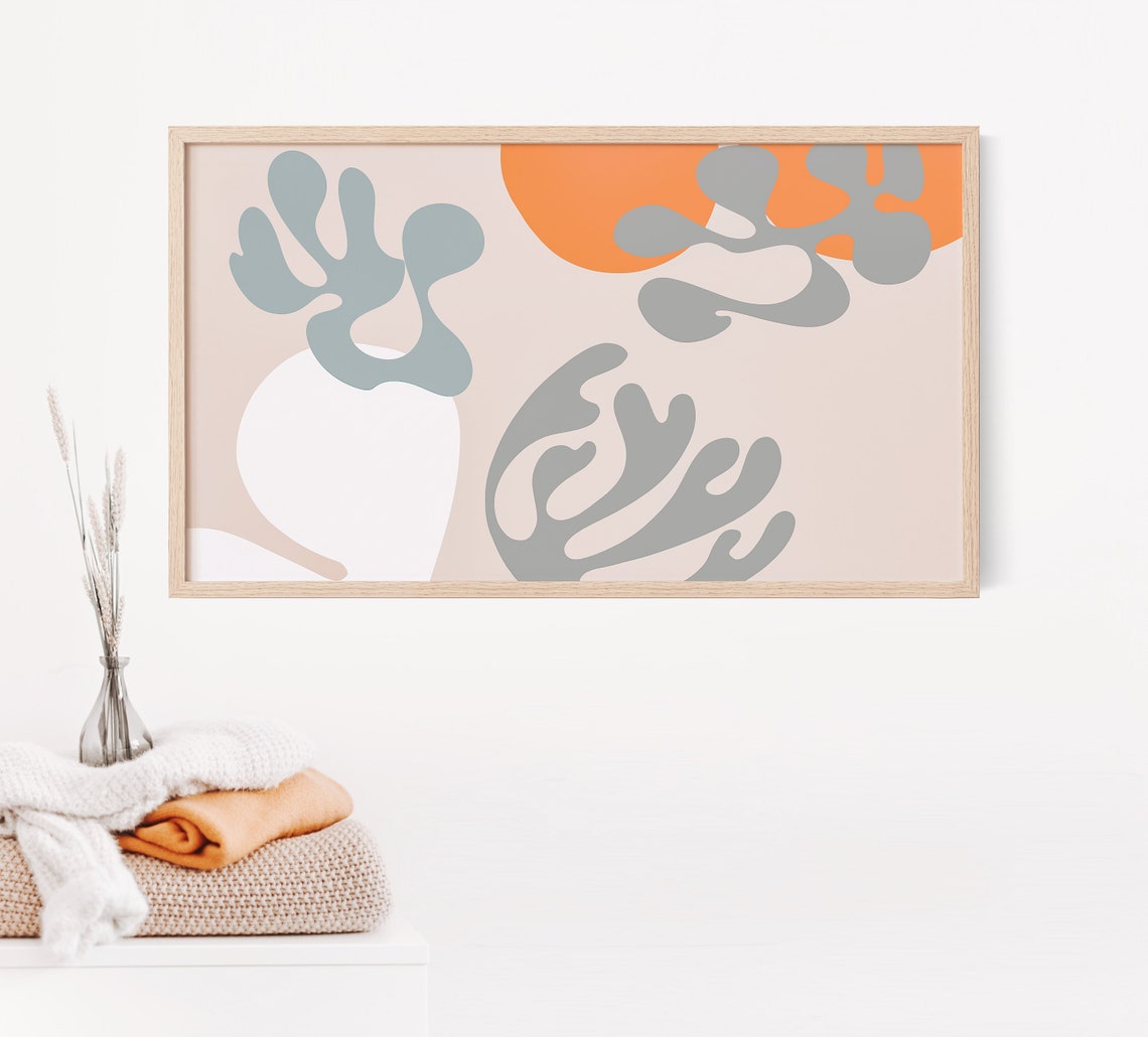 Matisse Style Mid Century Abstract Shapes Beige Orange Boho Poster - Image 2