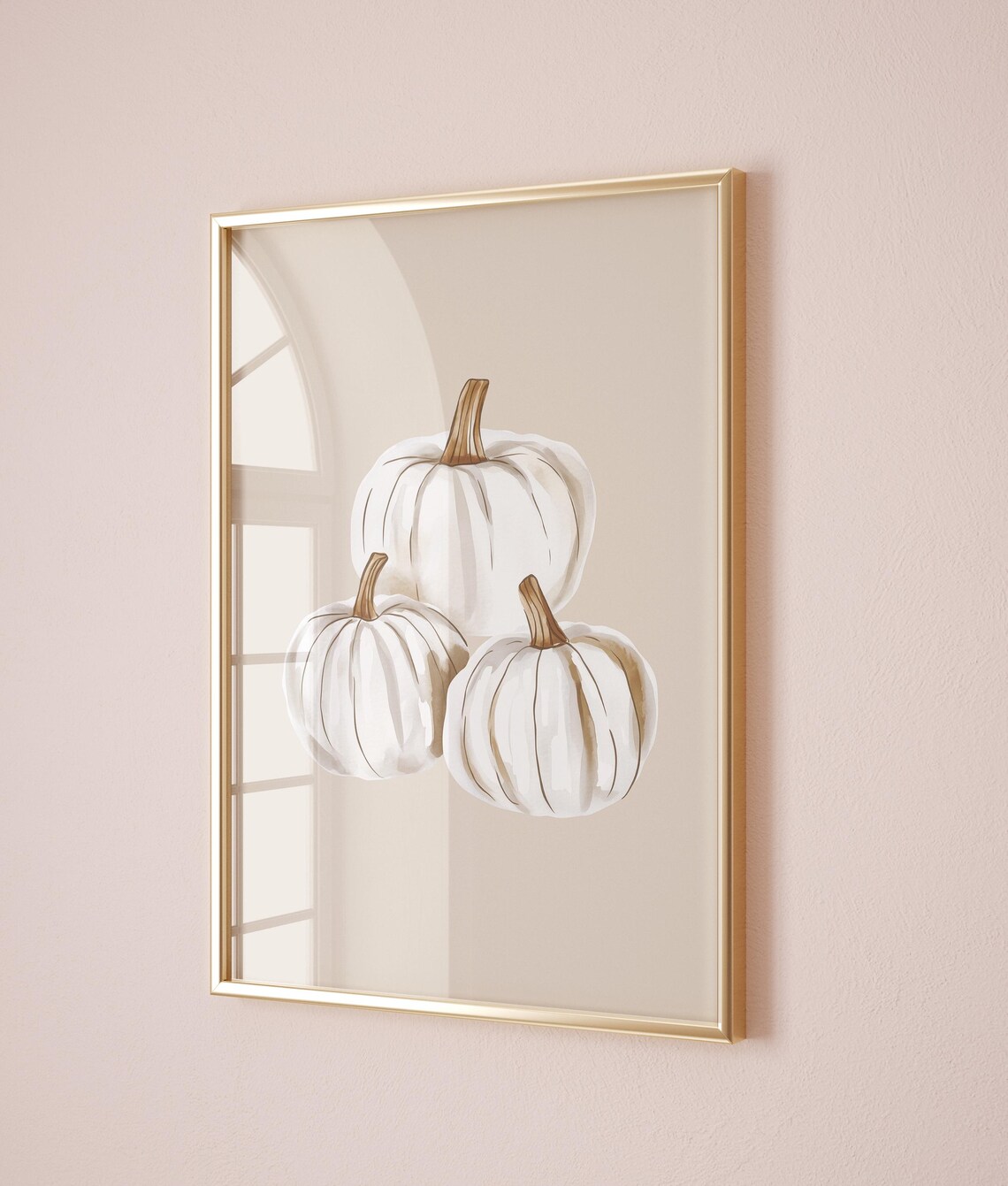 White Pumpkins Minimalist Halloween Fall Art Print