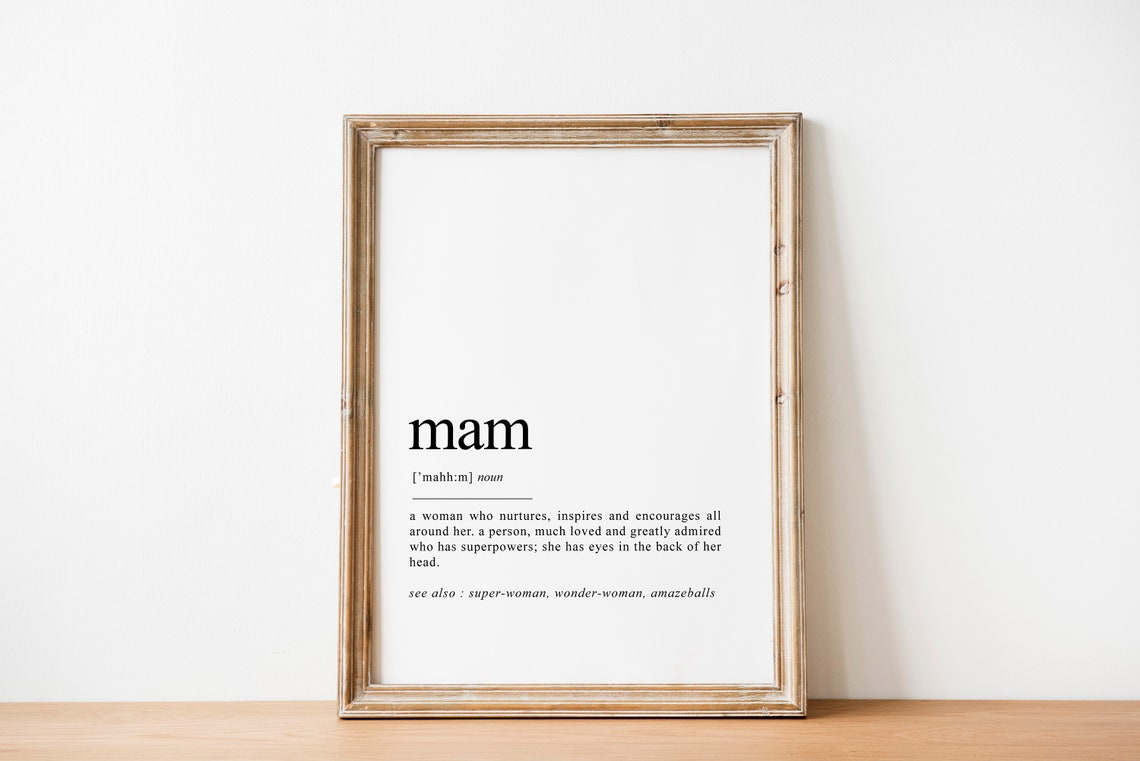 Mam Definition Irish Mother Gift Funny Dictionary Typography Wall Art - Image 2