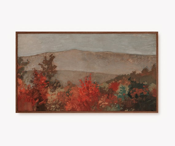 Fall Landscape Tv Art Trendy Fall Tv Art Frame Tv Moody Autumn Oil Painting Dark Vintage Rustic Country Artwork Print Art