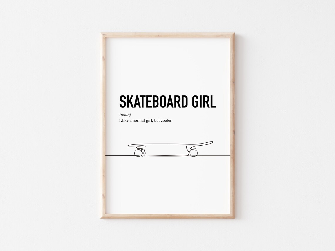 Skateboard Girl Art Print, Teen Bedroom Decor - Image 2