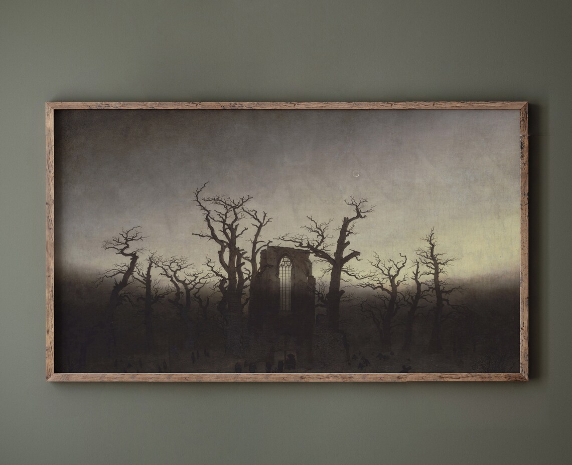 Dark Academia Halloween Gothic Cemetery Art Print - Image 2