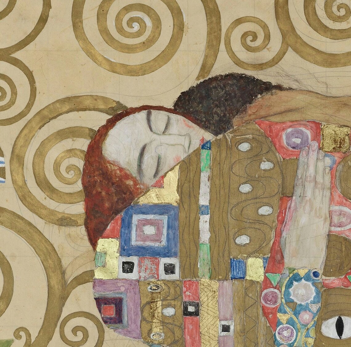 Gustav Klimt Fulfillment Golden Embrace Art Nouveau Swirl Artwork Poster - Image 2