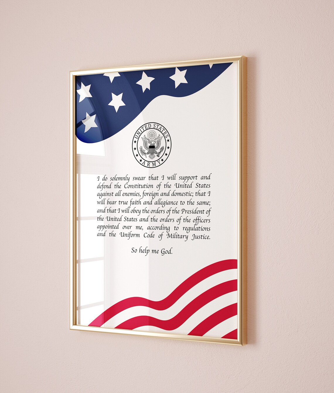 Oath Of Enlistment Art Print, US Military Gift - Image 2