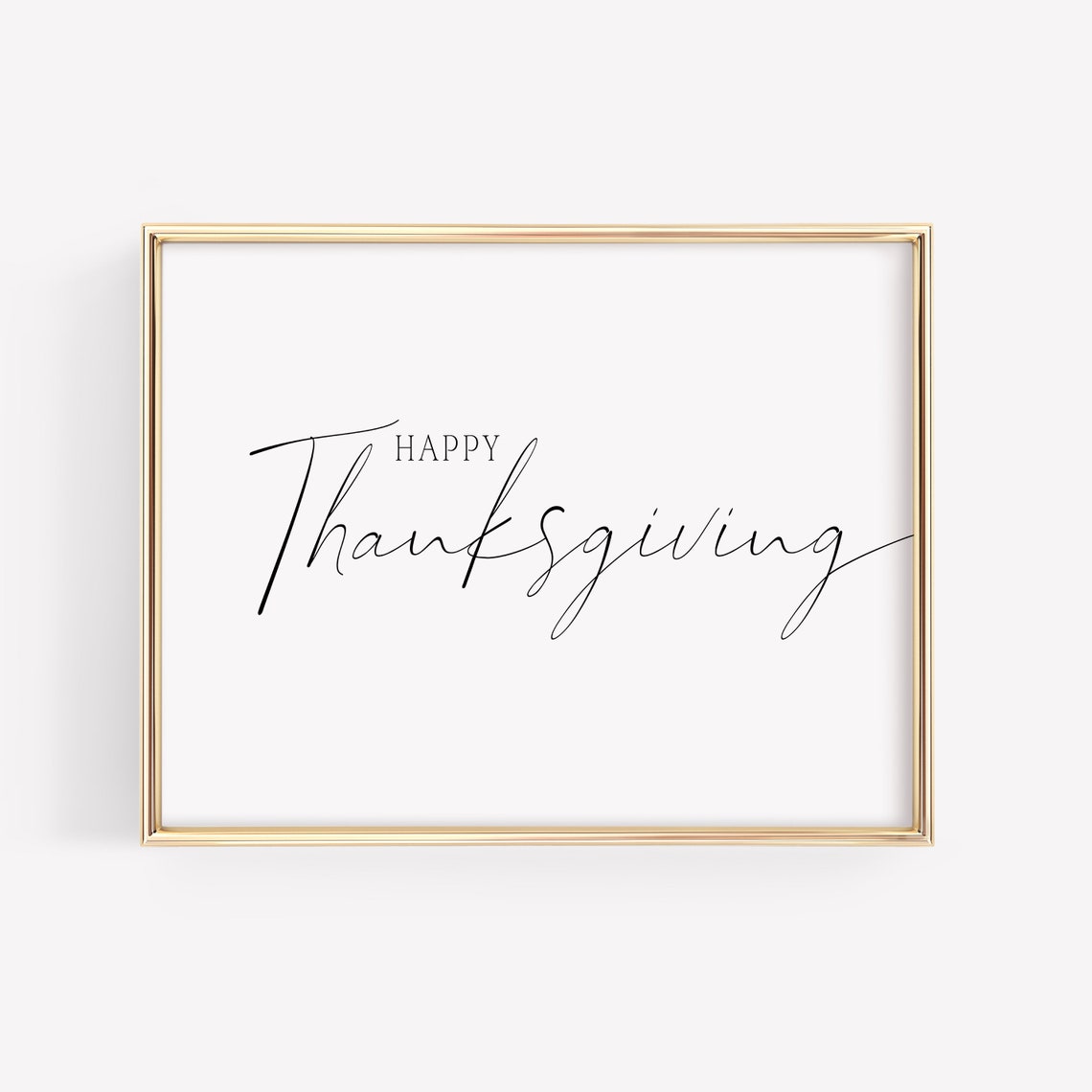 Happy Thanksgiving Calligraphy Minimalist Holiday Script Art Poster