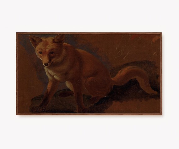 Vintage Fox Painting, Rustic Winter Farmhouse Art Print