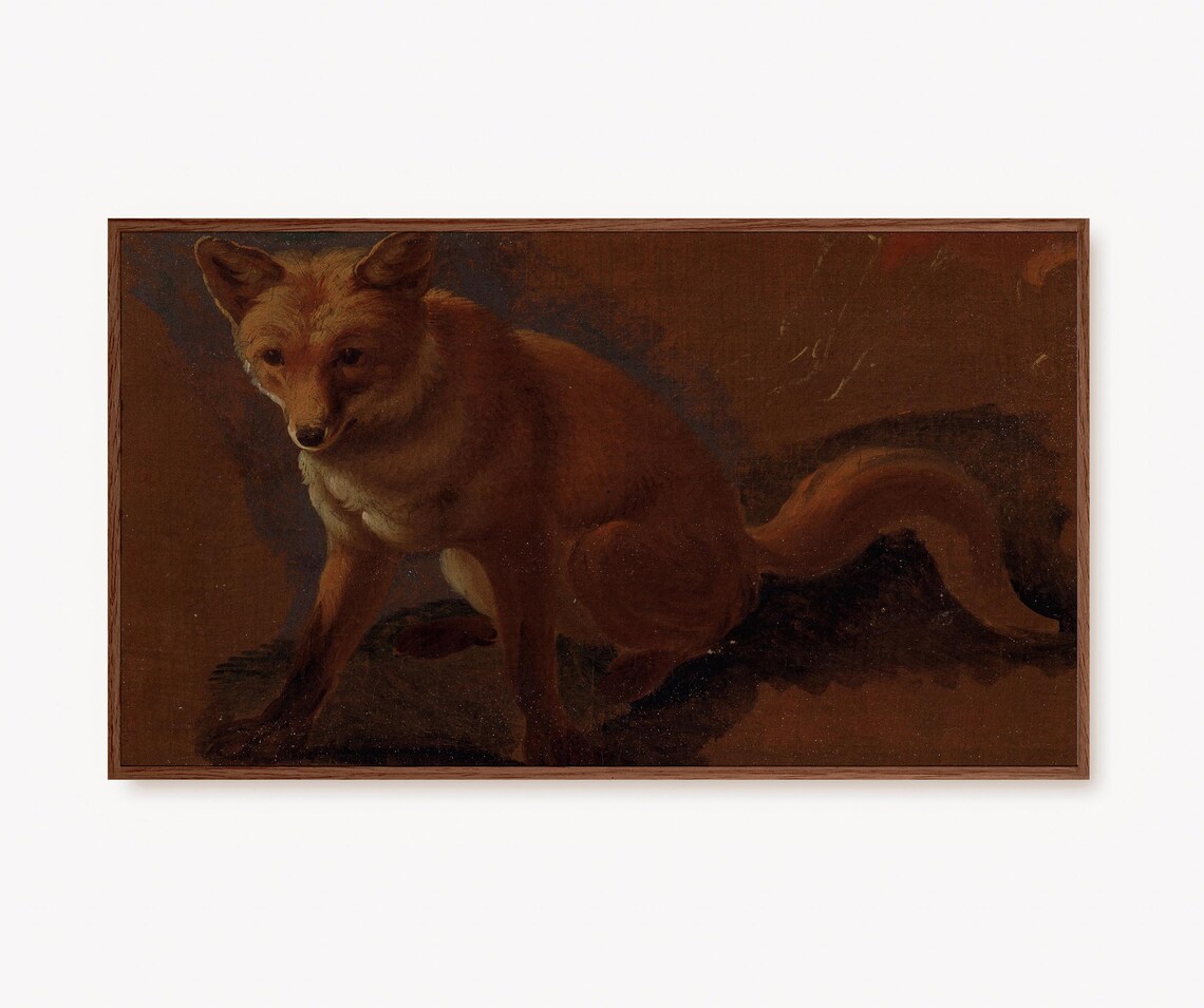 Vintage Fox Painting, Rustic Winter Farmhouse Art Print