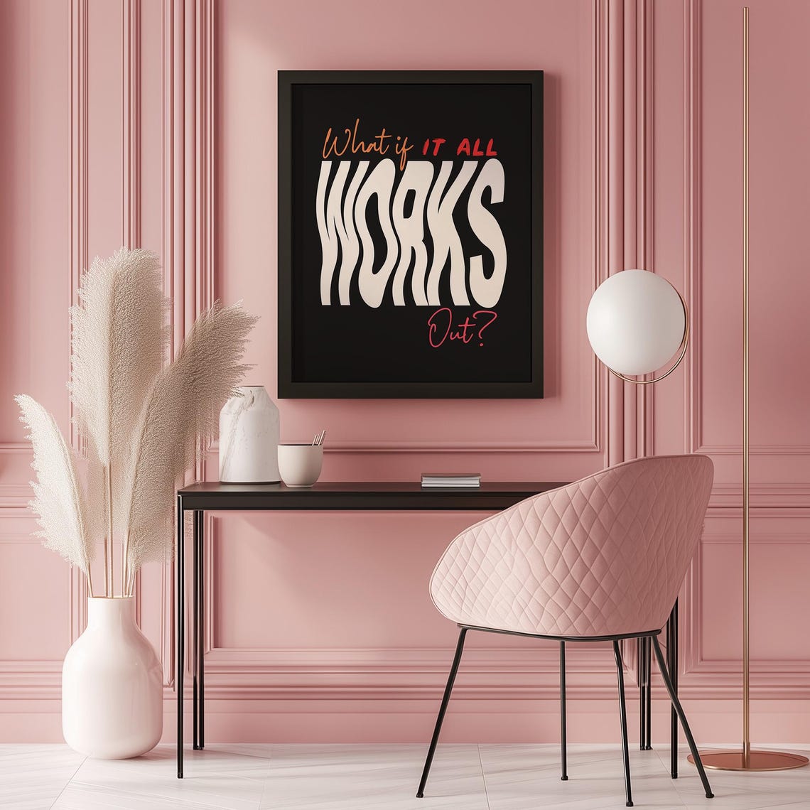 What If It All Works Out Retro Wavy Typography Quote Decor Poster - Image 2