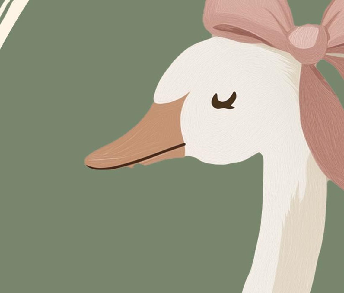 Vintage Swan Nursery Print Grandmillenial Coquette Aesthetic Poster Trendy Apartment Decor Pink Bow Baby Girl Room Cottagecore Art - Image 3