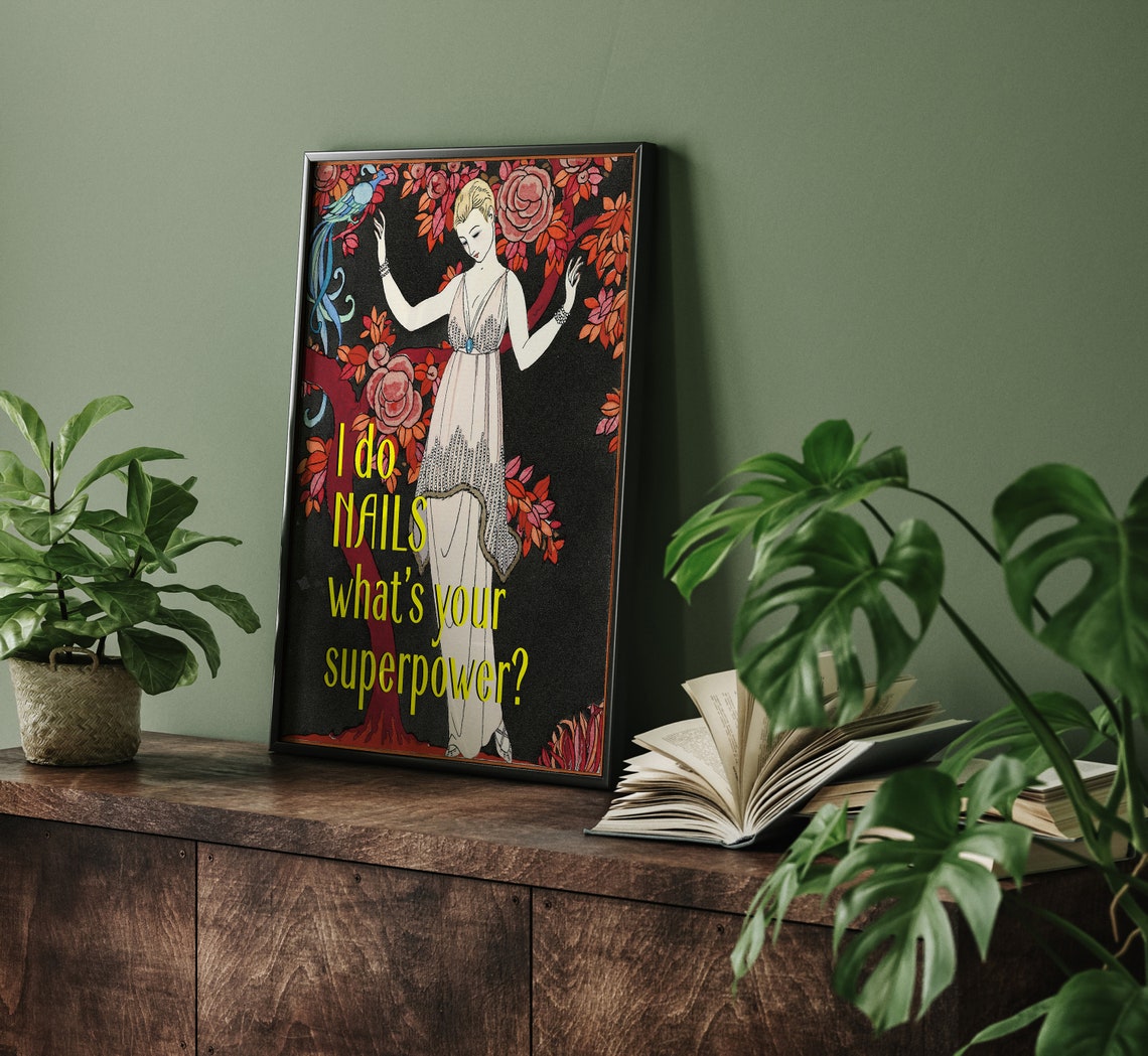 I Do Nails Whats Your Superpower Art Deco Nail Tech Salon Poster - Image 2