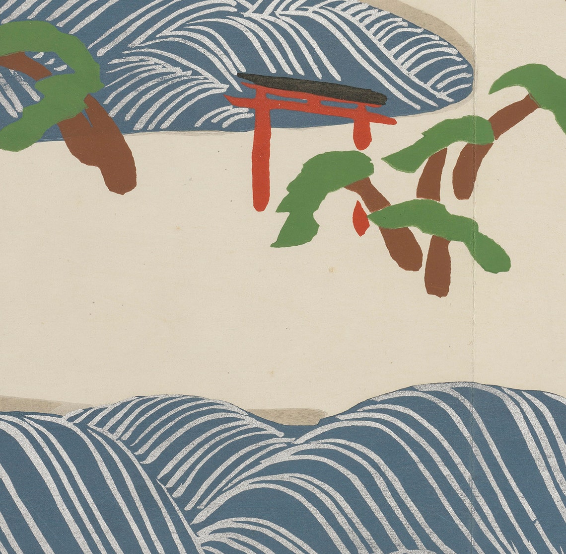 Japanese Coastal Landscape Abstract Beige Blue Zen Style Poster - Image 2