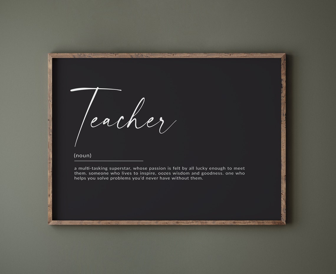 Teacher Definition Noun Blackboard Style Appreciation Poster