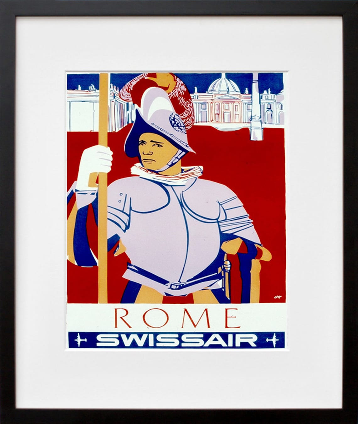 Rome Swissair Swiss Guard Vatican Vintage Airline Travel Poster - Image 2