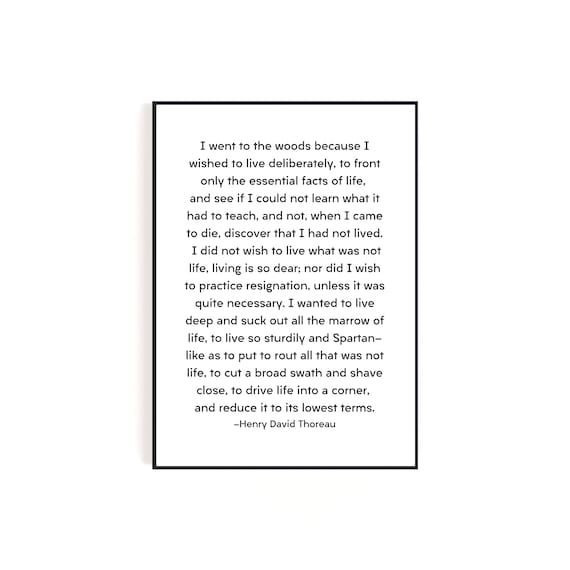 Henry David Thoreau I Went to the Woods Quote Typography Poster