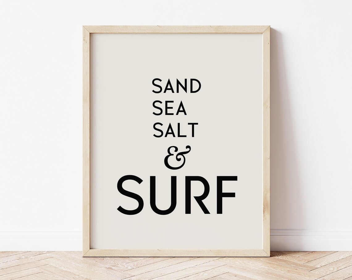 Sand Sea Salt and Surf Beach Quote Coastal Minimalist Wall Poster