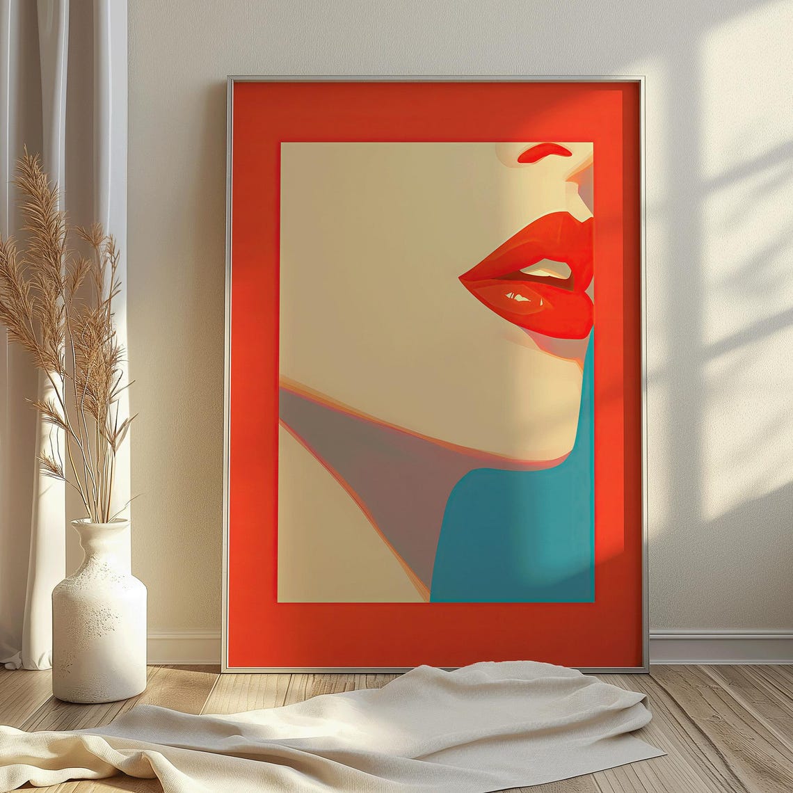 Minimal Red Lips Wall Art Print Bold Pop Mouth Poster Modern Sexy Lip Closeup Illustration The Power Of