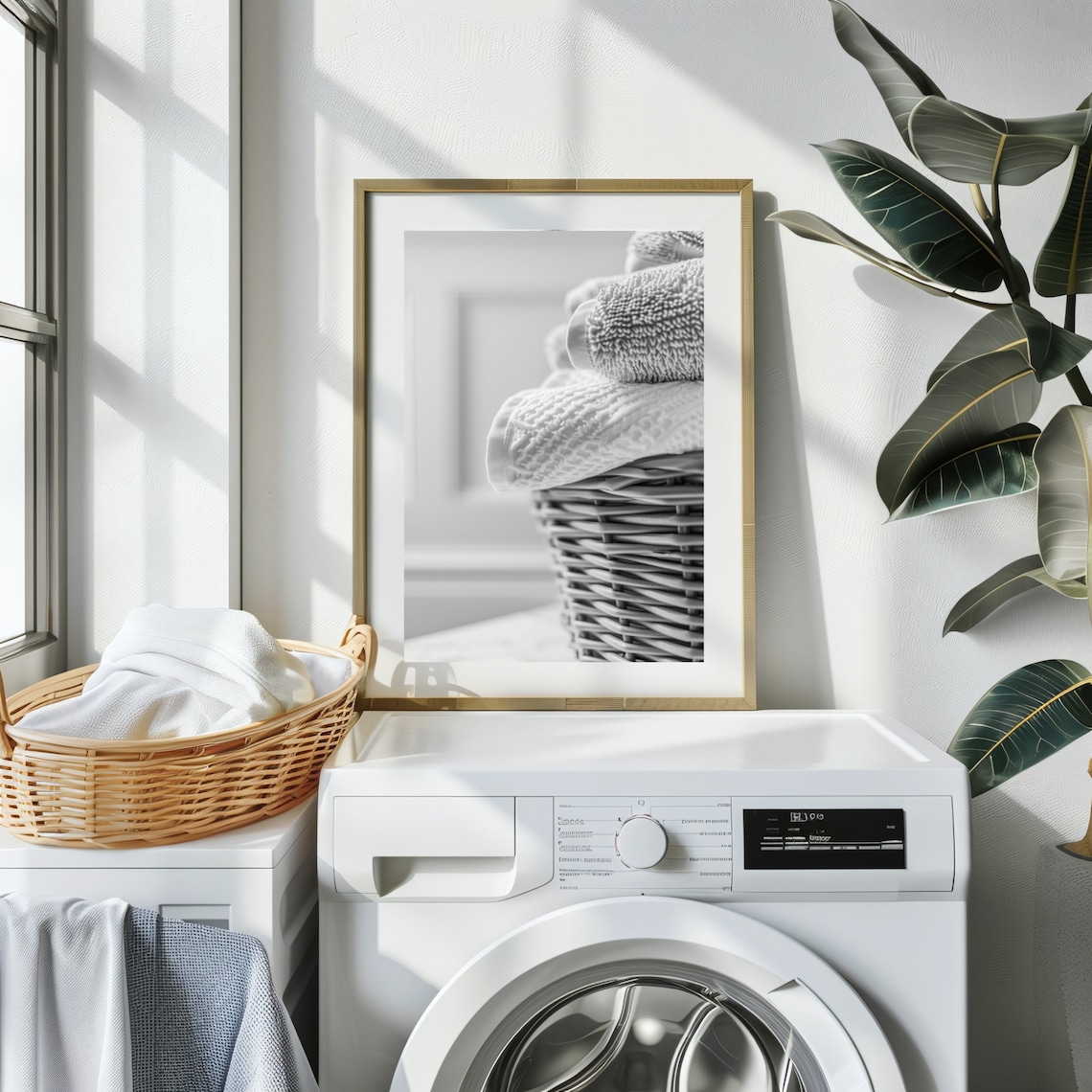 Laundry Room Decor, Stacked Towels Basket Art Print - Image 3