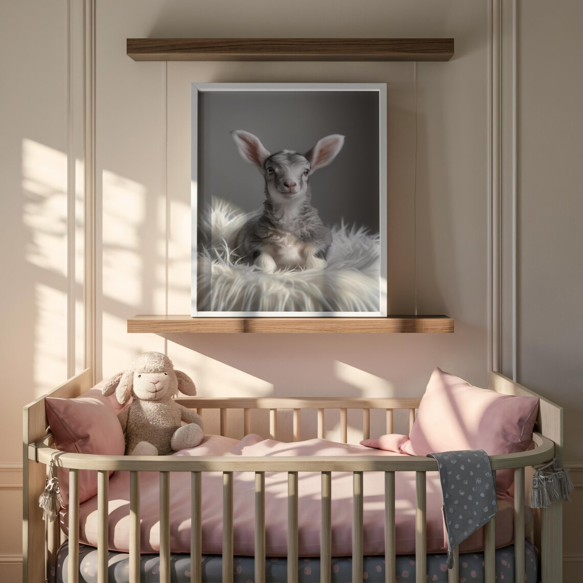 Baby Lamb, Minimalist Nursery Wall Decor - Image 3