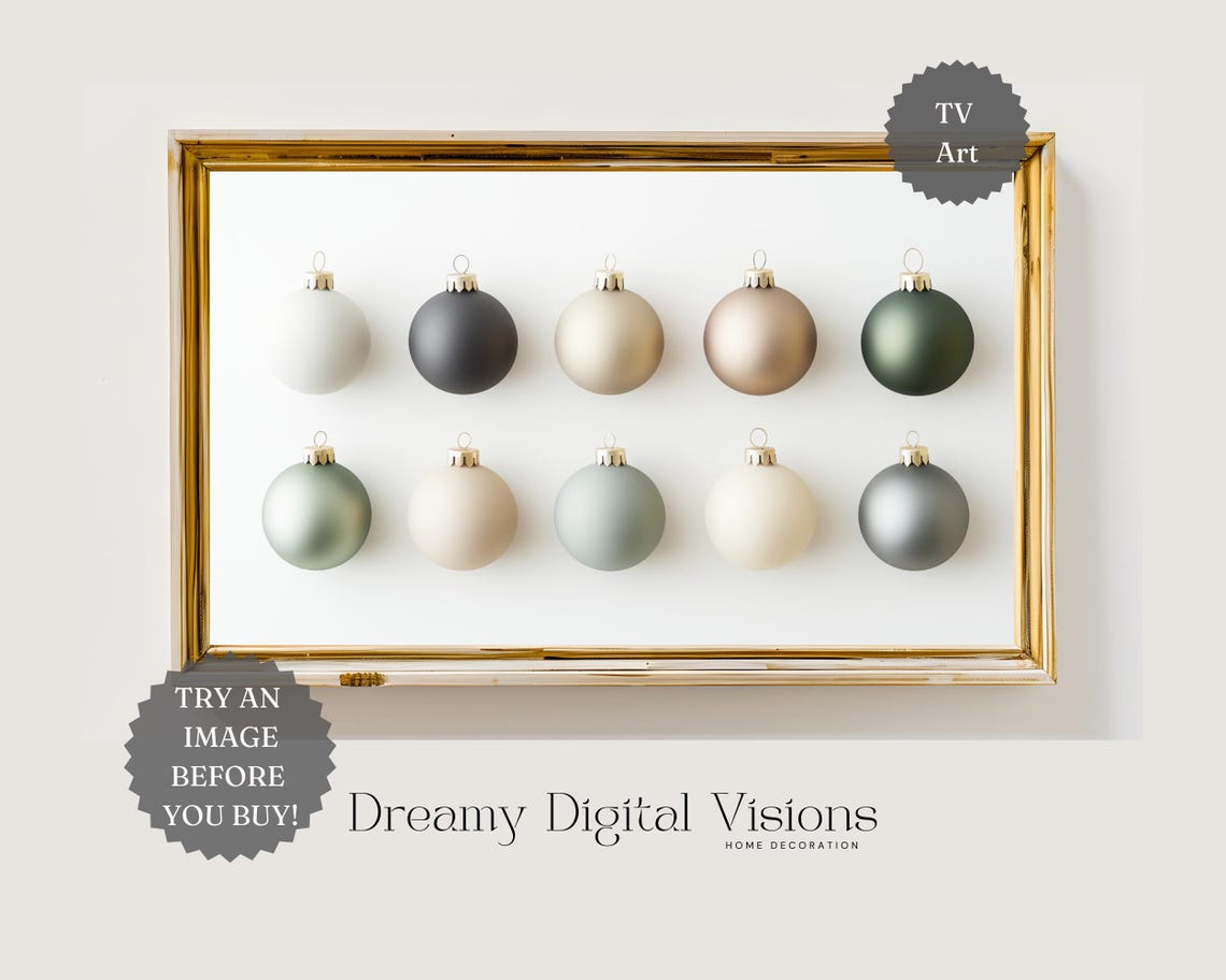 Ten Matte Christmas Baubles Grid Muted Tones Modern Holiday Poster
