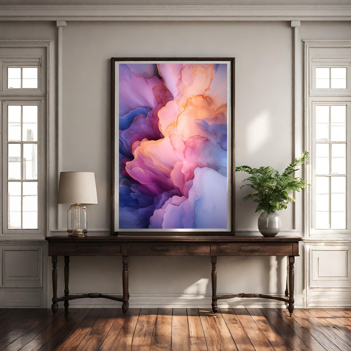 Dreamy Abstract Colorful Smoke Clouds Pink Purple Fluid Art Poster - Image 2