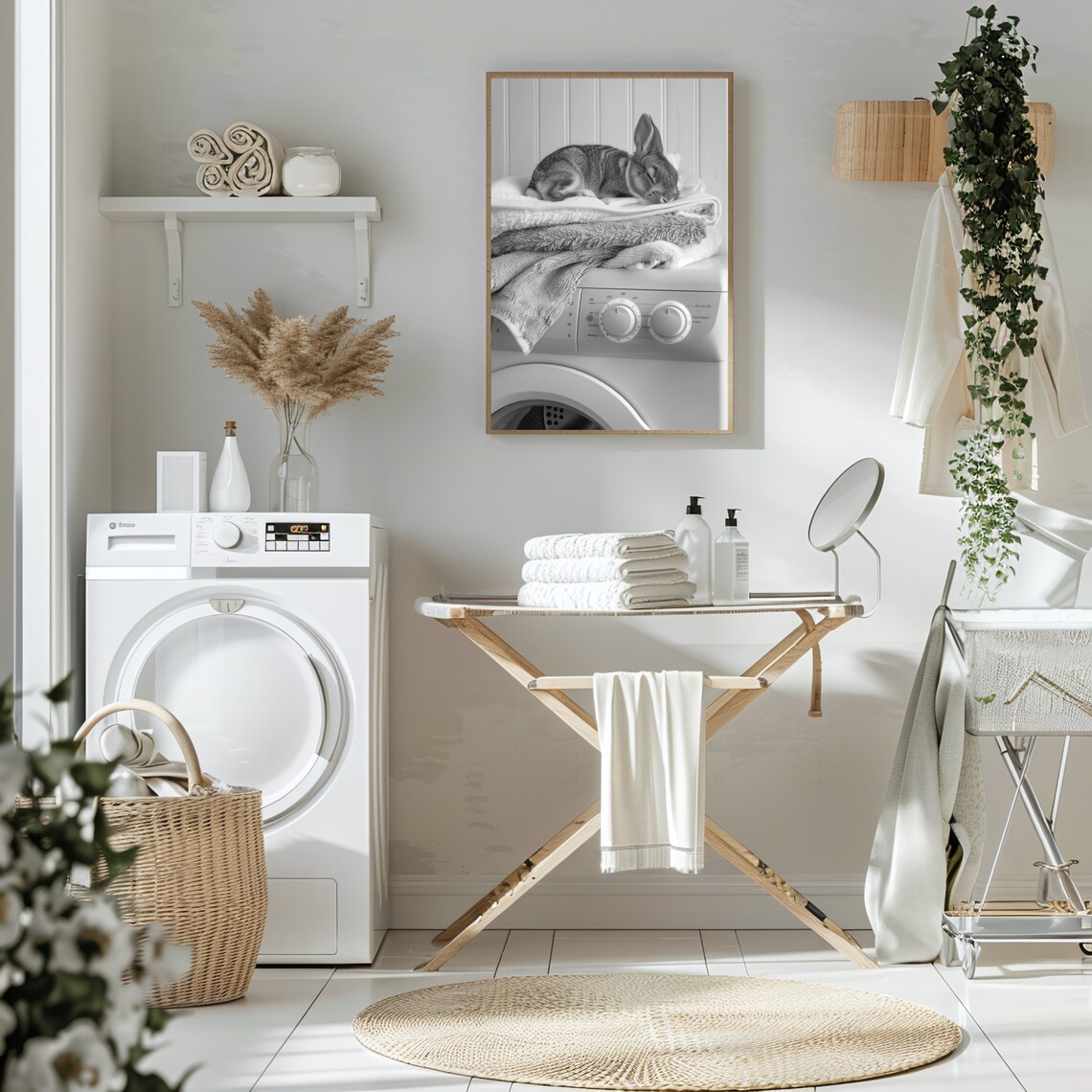Adorable Bunny Laundry Room Art Print, Utility Room Decor - Image 3