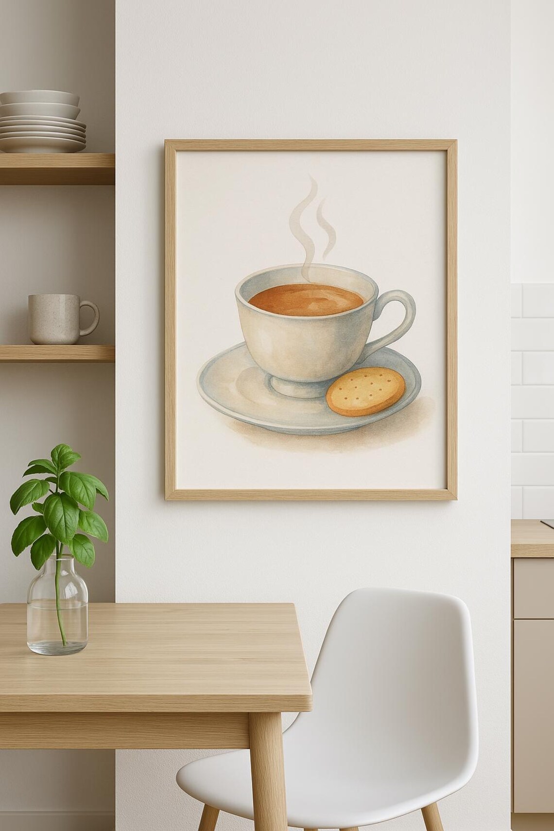 Watercolour Tea Biscuit, Cozy Kitchen Decor - Image 2