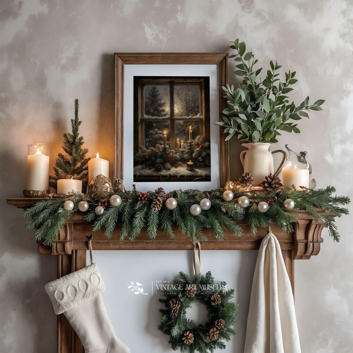 Christmas Night Still Life, Vintage Cottagecore Art Print - Image 2