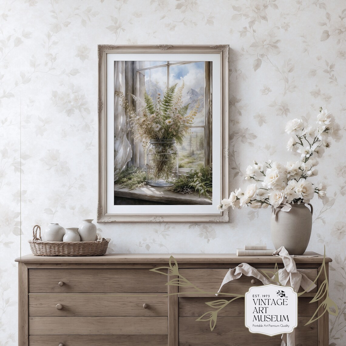 Wildflowers in a Glass Jar, Vintage Floral Art Print - Image 2