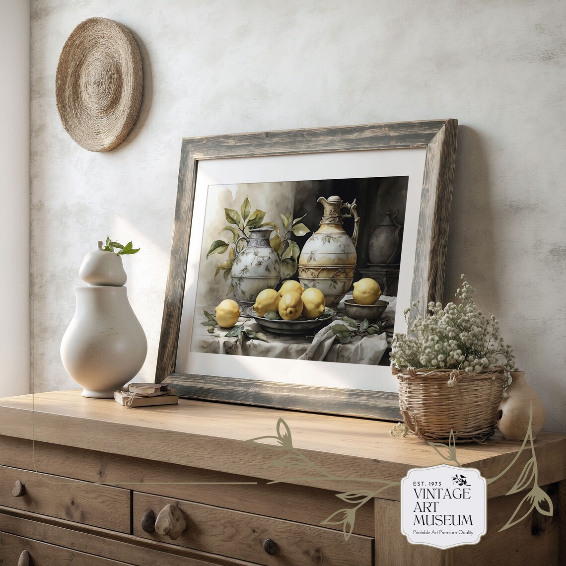 Lemon Still Life Painting Print, Vintage Cottagecore - Image 3