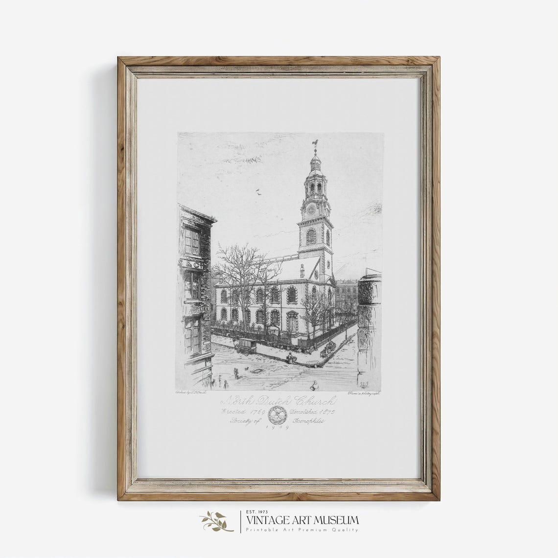 Antique Church Architecture Sketch Minimalist Vintage Wall Art - Image 3