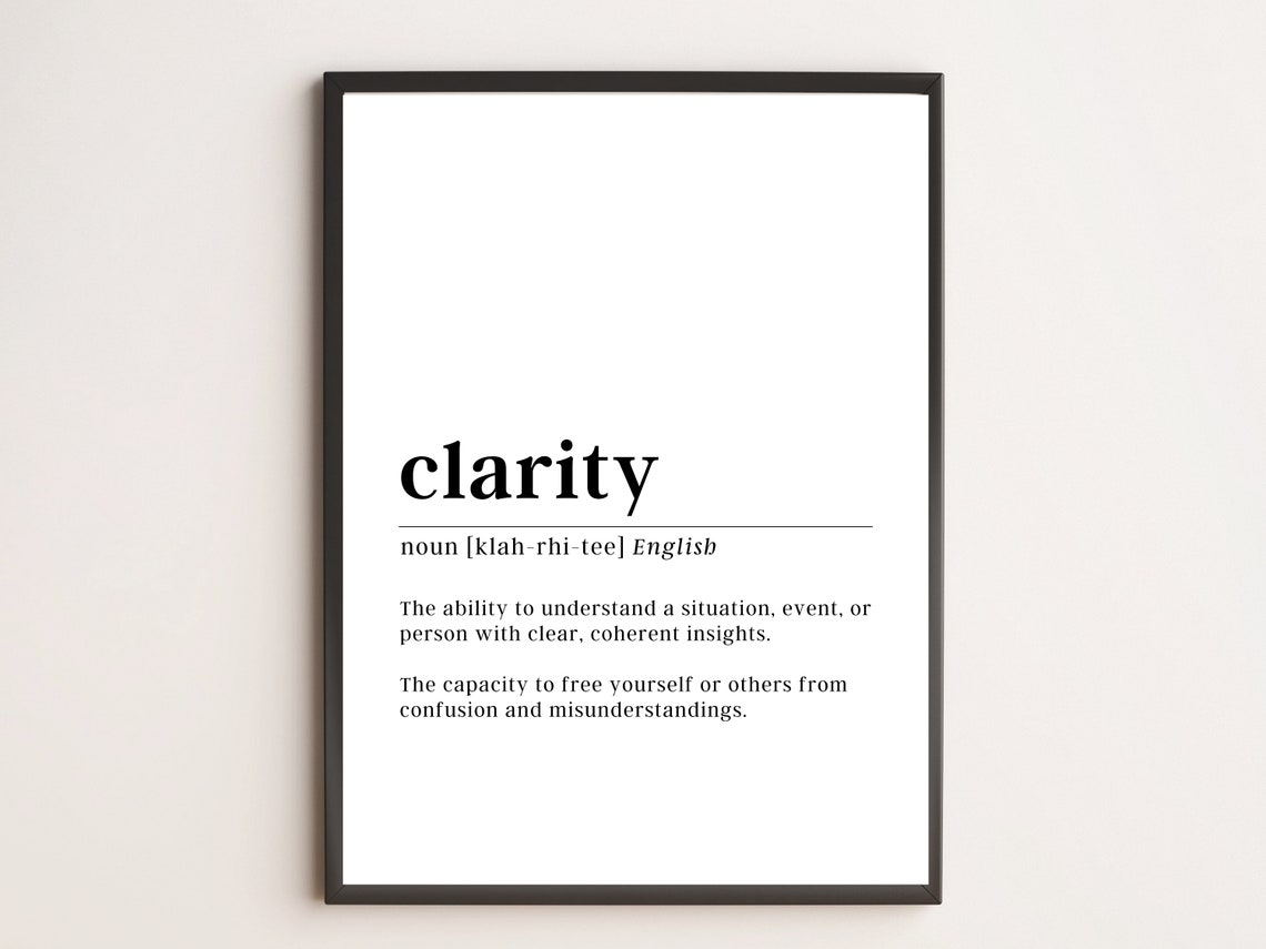 Clarity Word Definition Dictionary Typography Minimalist Wall Art
