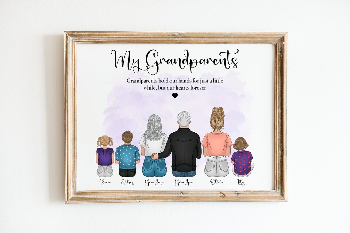 Personalized Gift For Grandparents Grandpa Gift From Grandkid Grandparents Fathers Day Gift Custom Portrait Family Family Wall Art