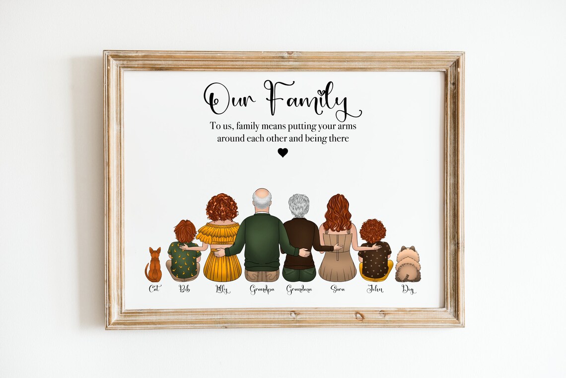 Our Family Arms Around Each Other Personalized Multi Generation Print