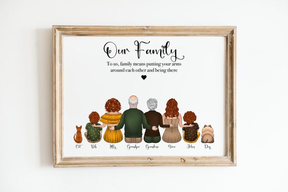 Our Family Arms Around Each Other Personalized Multi Generation Print