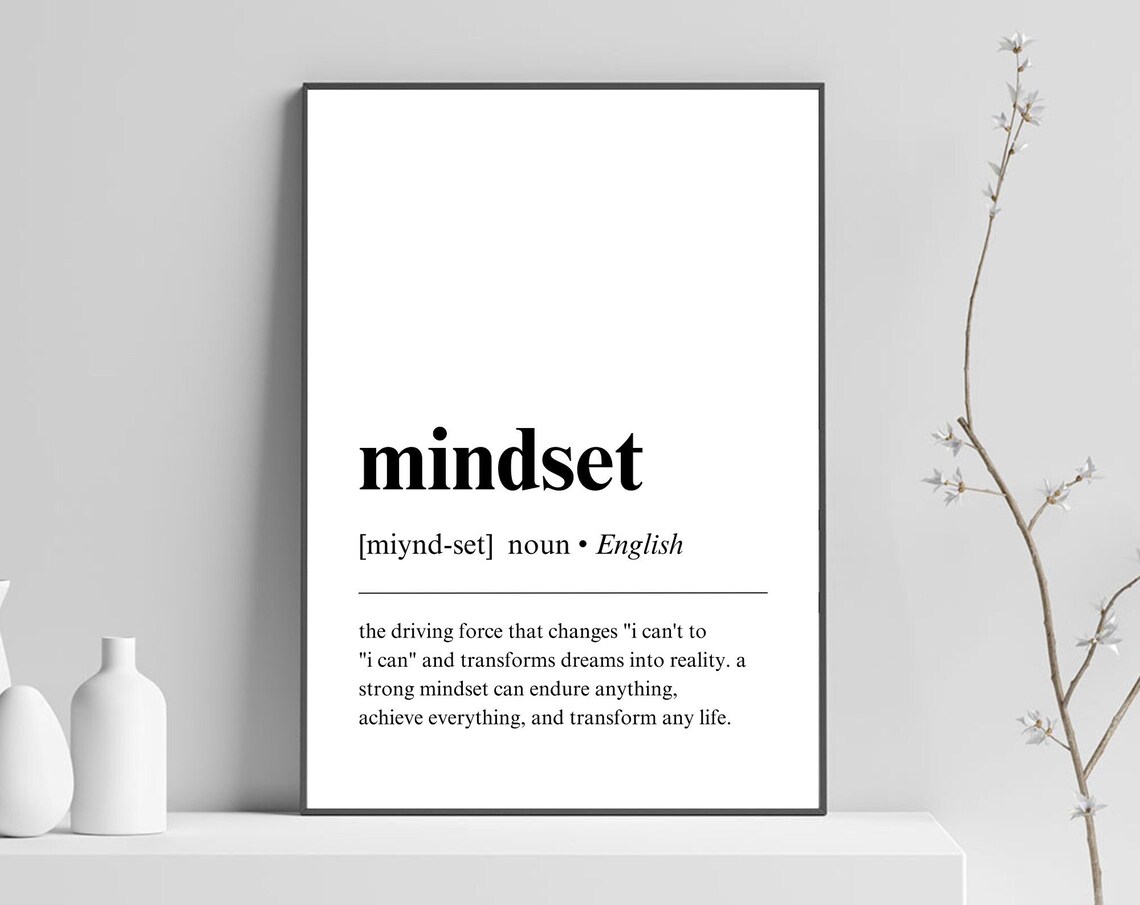 Mindset Definition Poster, Minimalist Office Decor
